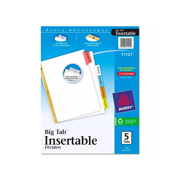 Index Tab Worksaver Dividers 5-Pack